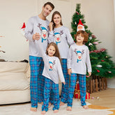 Conjunto Família Natal– Pijamas Rena Xadrez Azul