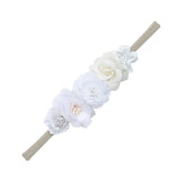 5 Tiaras Florais para Bebê Recém-Nascido – Faixas de Cabelo de Nylon com Flores Artificiais e Strass