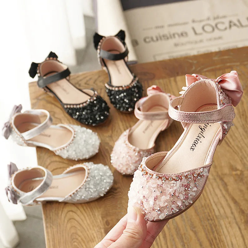 Sapatilha Infantil de Festa com Laço e Pedrarias – Sapato Elegante para Meninas