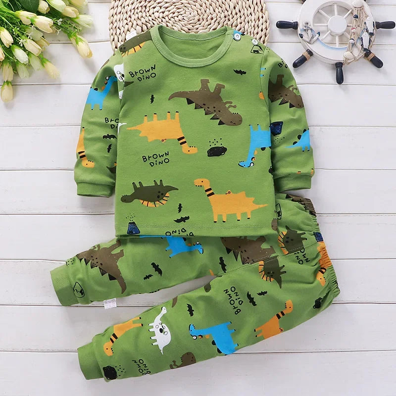 Conjunto Infantil Dinossauro – Pijama Confortável com Blusa e Calça para Meninos e Meninas