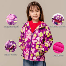 Jaqueta Infantil Impermeável Forrada em Fleece – Corta-Vento de Primavera e Outono para Meninas