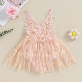 Vestido Infantil de Renda Rosa com Bordado Floral – Roupa de Festa para Bebês e Meninas