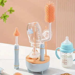Kit Portátil 6 em 1 para Limpeza de Mamadeiras com Suporte para Se