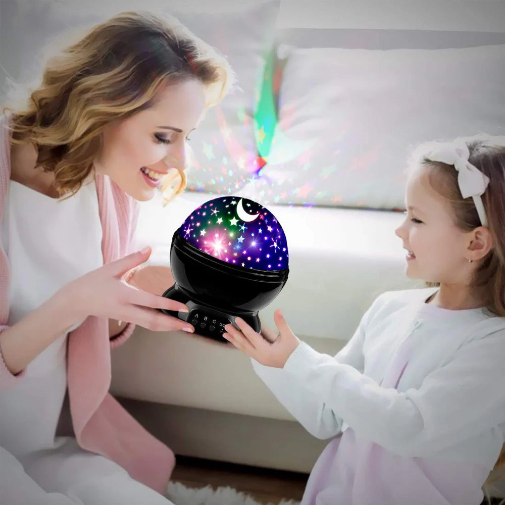 Luminária Projetora Infantil Estrelas e Lua