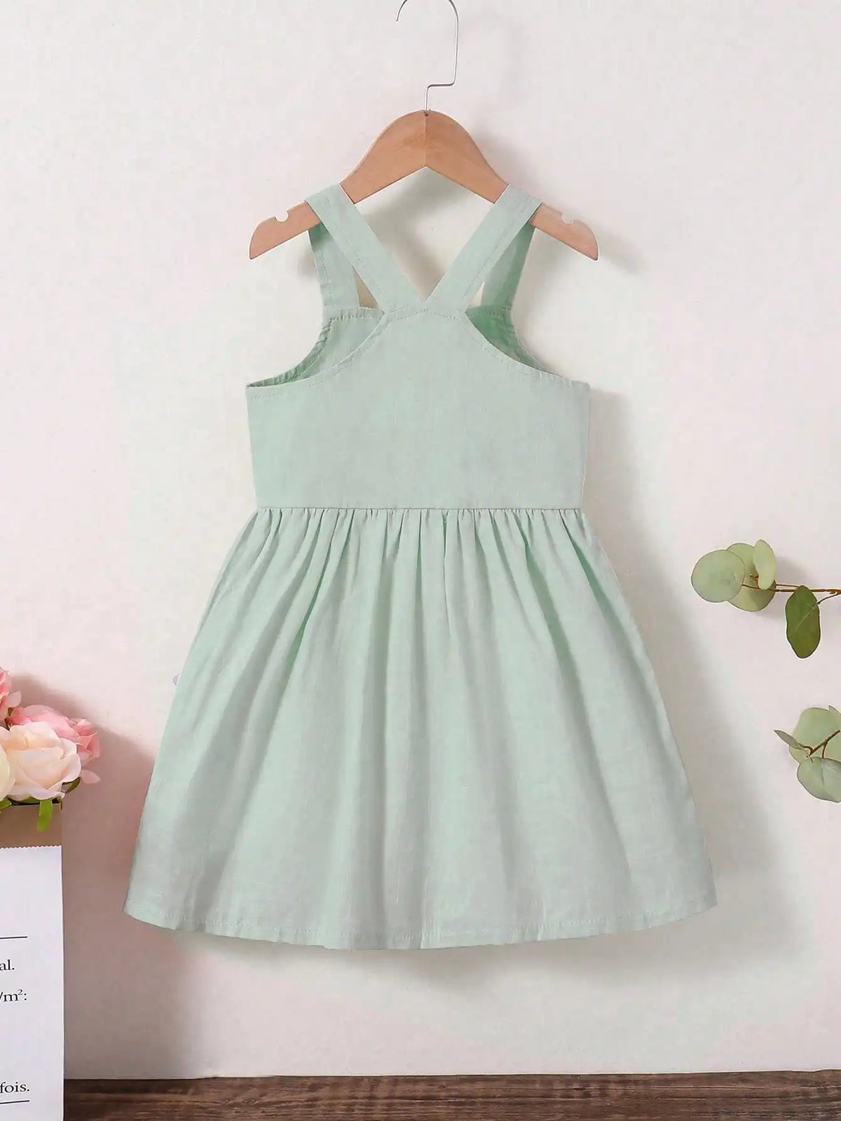 Vestido Infantil Branco de Verão com Estampa de Sorvete e Flores 3D – Sem Mangas