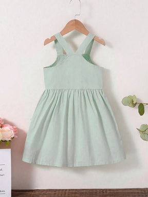 Vestido Infantil Branco de Verão com Estampa de Sorvete e Flores 3D – Sem Mangas