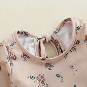 Maiô Infantil Floral Manga Longa com Babados