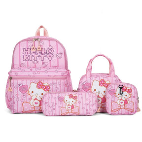 Kit Mochila Hello Kitty 4 Peças – Mochila Escolar, Lancheira, Estojo e Carteira