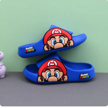 Chinelo Infantil Super Mario Azul – Sandália Confortável Antiderrapante para Meninos e Meninas