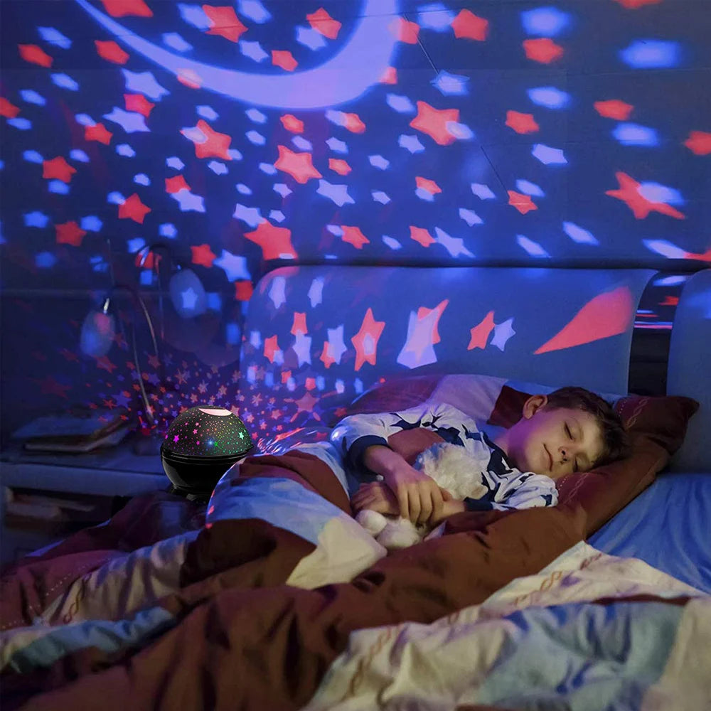Luminária Projetora Infantil Estrelas e Lua