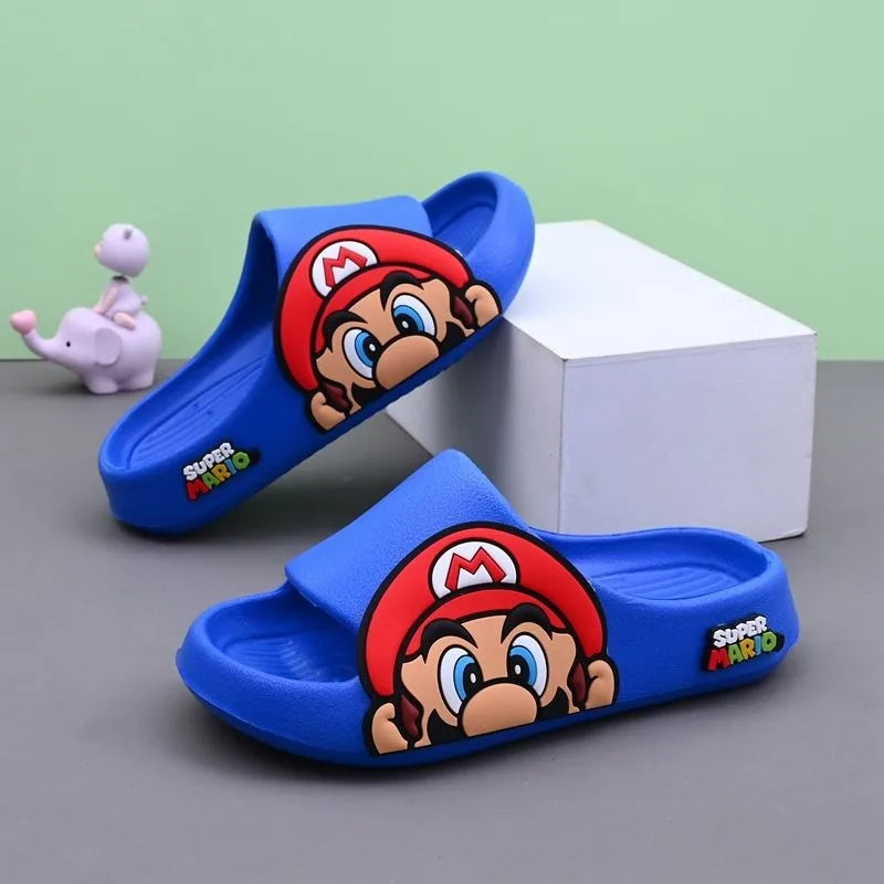 Chinelo Infantil Super Mario Azul – Sandália Confortável Antiderrapante para Meninos e Meninas