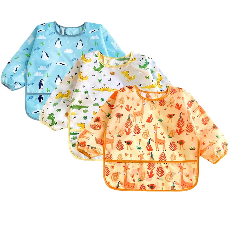 Babador Infantil com Mangas Impermeável – Ajustável e Multiuso