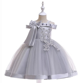 Vestido de Festa Infantil com Flores e Laço