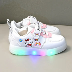 Tênis Infantil Hello Kitty com LED – Sapato Iluminado Rosa para Meninas