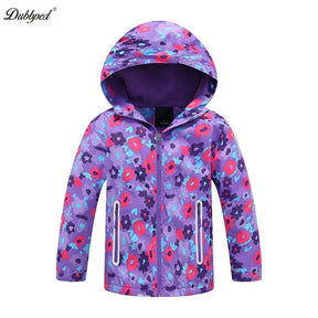Jaqueta Infantil Impermeável Forrada em Fleece – Corta-Vento de Primavera e Outono para Meninas