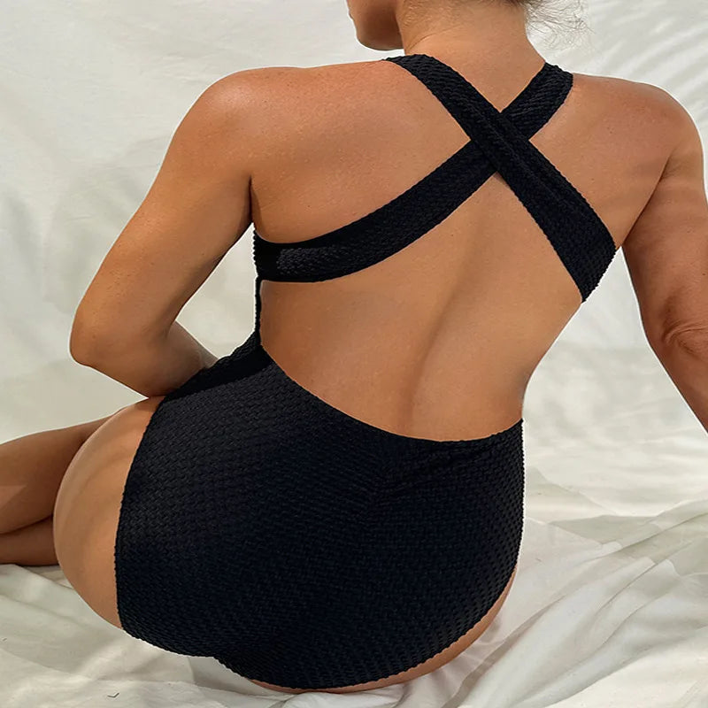 Maiô Gestante Preto Texturizado Confortável – Moda Praia Maternidade Elegante
