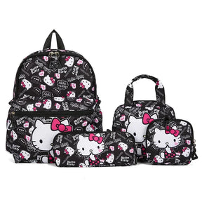 Kit Mochila Hello Kitty 4 Peças – Mochila Escolar, Lancheira, Estojo e Carteira