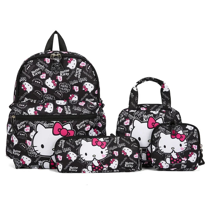 Kit Mochila Hello Kitty 4 Peças – Mochila Escolar, Lancheira, Estojo e Carteira